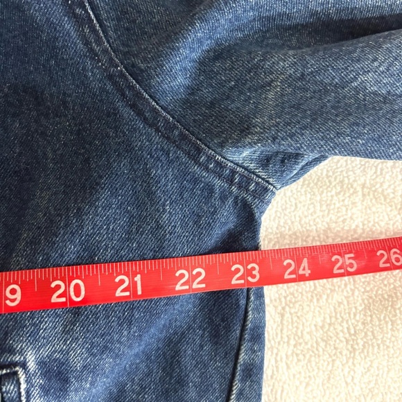 Vintage Retro 80’s Cotton V-Neck Pucker Shoulder V-Neck Snap Denim Jacket (L) - Picture 14 of 16